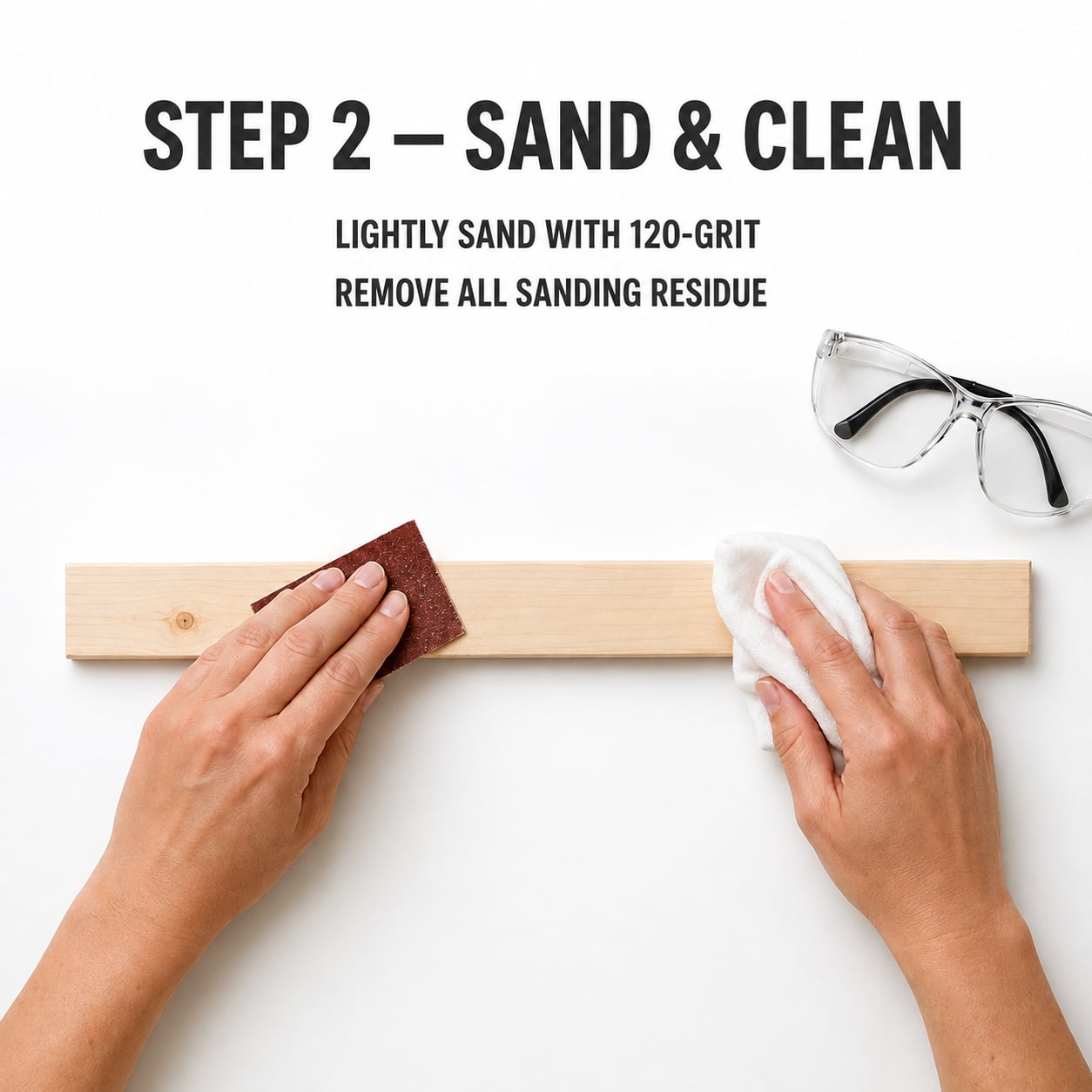 Sanding and cleaning a 1x3 board before painting