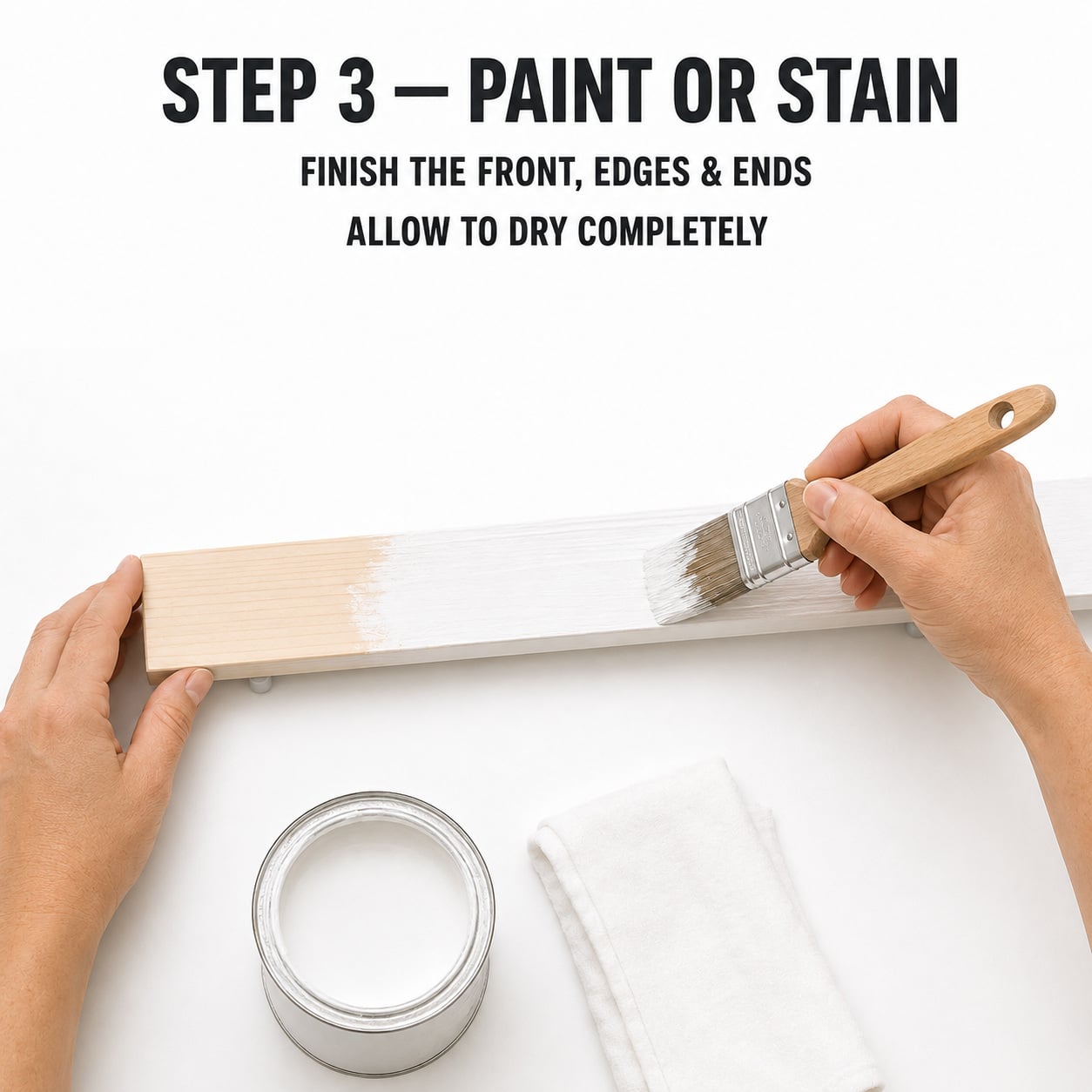 Painting a 1x3 board for a wall-mounted backpack hanger